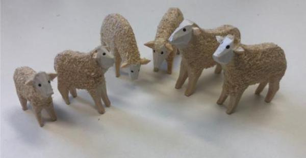 6er Schafeset geschnitzt